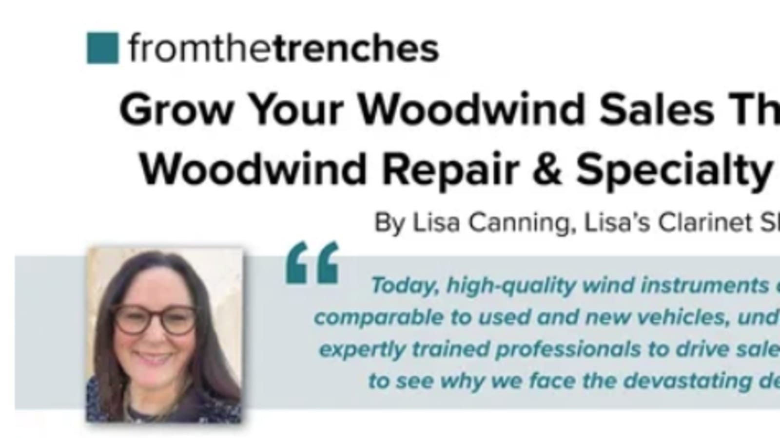 Grow Your Woodwind Sales Through Quality Woodwind Repair & Specialty Selling Skills